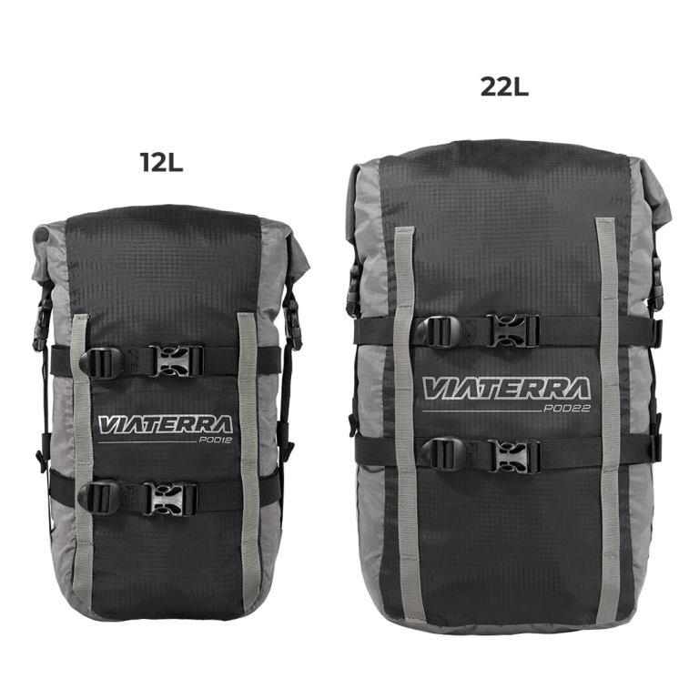 Viaterra Pod - 100% Waterproof Motorcycle Tail Bag - Grey