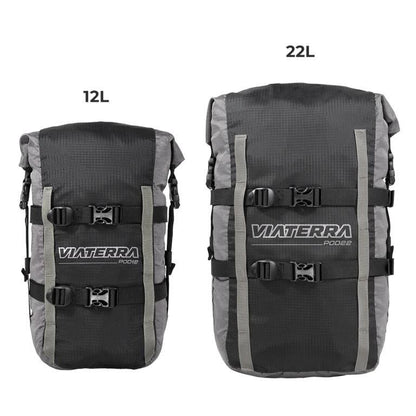 Viaterra Pod - 100% Waterproof Motorcycle Tail Bag - Grey