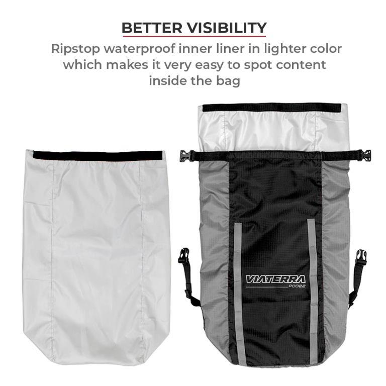 Viaterra Pod - 100% Waterproof Motorcycle Tail Bag - Grey