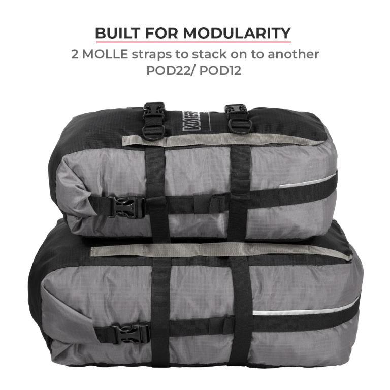 Viaterra Pod - 100% Waterproof Motorcycle Tail Bag - Grey