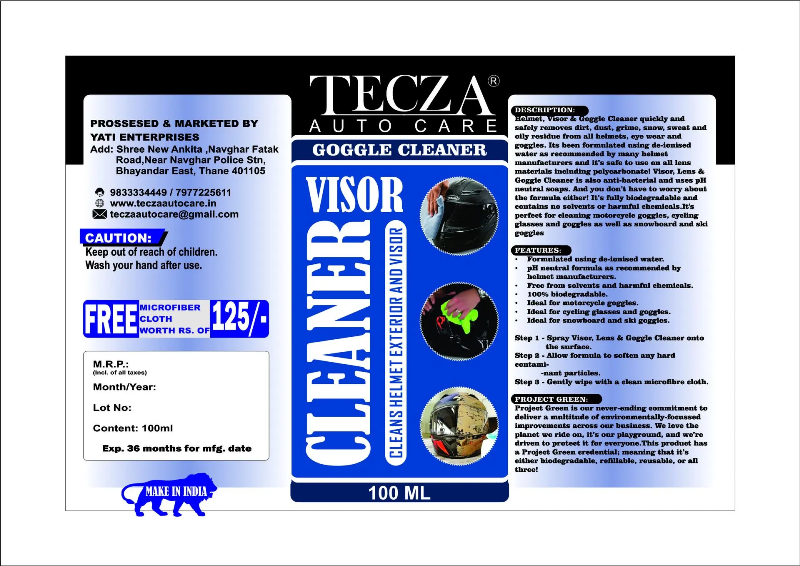 Visor Lens & Goggle Cleaner 100 Ml - Tecza