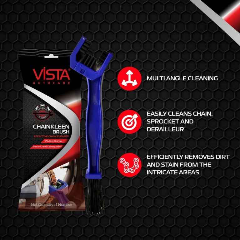 Vista Auto Care Chain Kleen Brush - Dual-Sided Bristles for Quick Chain Cleaning | Bikes & Cycles