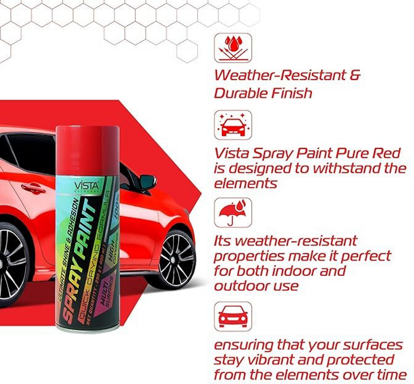 Vista Spray Paint Pure Red 400 ML