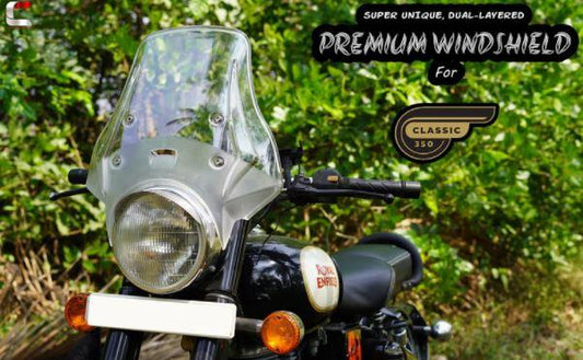 "WANDERER" V2 - Premium Windshield for Royal Enfield Classic 350/500 - Riders Junction