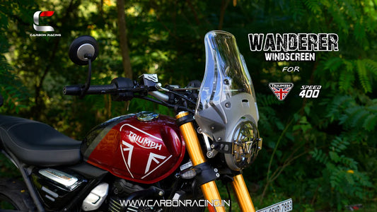 "WANDERER" Premium Touring Clear Windshield for Triumph Speed 400 - Carbon Racing
