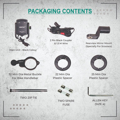 SIMTAC Super Grip Black Mobile Holder with charger (QC 3.0) Bikes/Scooters