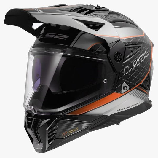 LS2 MX436 Pioneer II 100th Meridian Gl.black Light Gray Orange-06 - Helmet