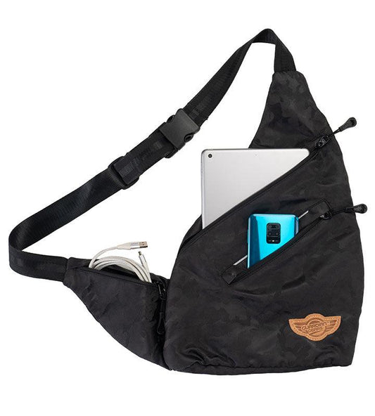 Wing Crossbody Black Camo Sling Bag for Travel, Biking, Hiking, Trekking and Everyday Use by Guardian Gears