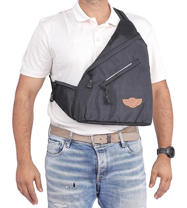 Wing Crossbody Charcoal Black Sling Bag for Travel, Biking, Hiking, Trekking and Everyday Use by Guardian Gears