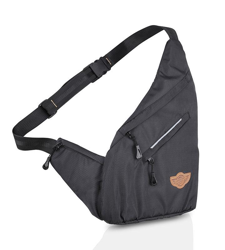 Wing Crossbody Charcoal Black Sling Bag for Travel, Biking, Hiking, Trekking and Everyday Use by Guardian Gears