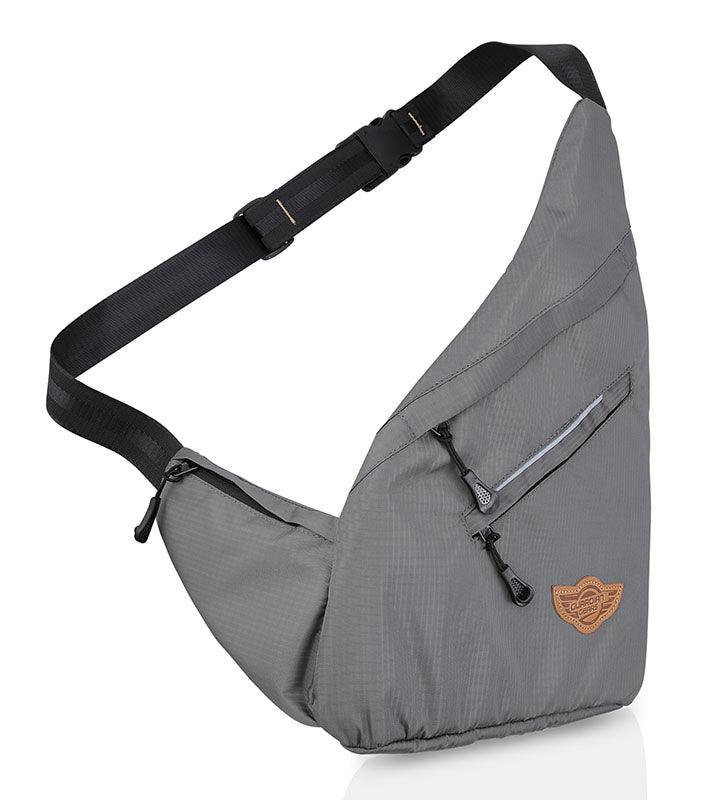 Wing Crossbody Grey Sling Bag for Travel, Biking, Hiking, Trekking and Everyday Use by Guardian Gears