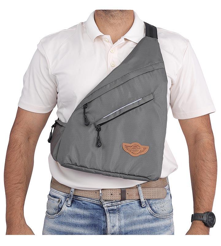 Wing Crossbody Grey Sling Bag for Travel, Biking, Hiking, Trekking and Everyday Use by Guardian Gears