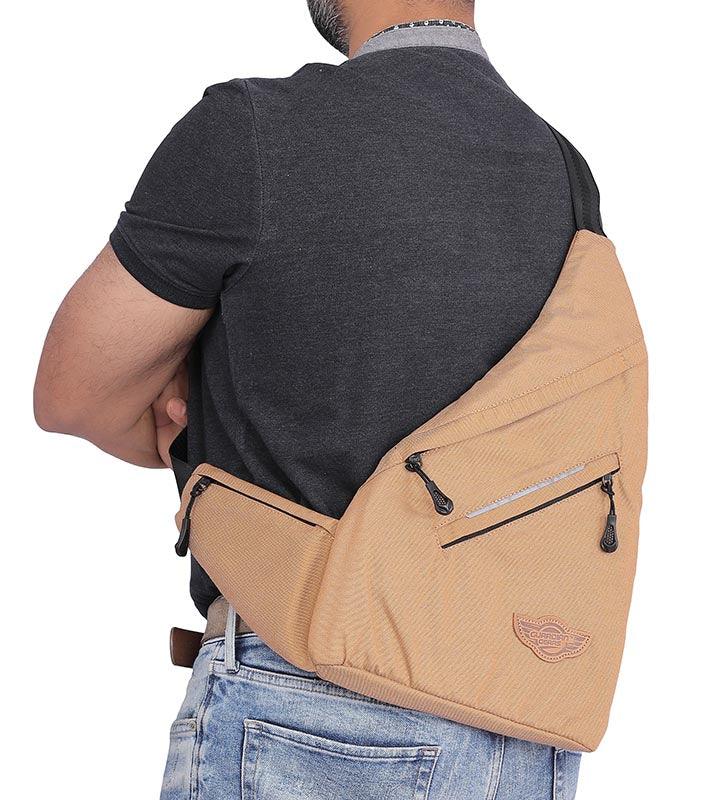 Wing Crossbody Khaki Sling Bag for Travel, Biking, Hiking, Trekking and Everyday Use by Guardian Gears