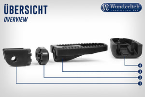 Wunderlich BMW GS Ergonomics - Vario Joint Passenger EVO1 (Pair) - Blsck - 31591-102