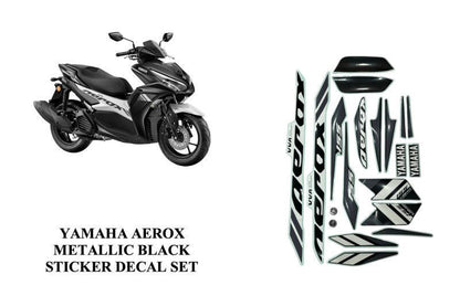 Yamaha Aerox Accessories India Yamaha Aerox Decal Sticker Set Full Body (Black Metallic)