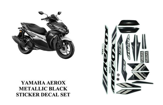 Yamaha Aerox Accessories India Yamaha Aerox Decal Sticker Set Full Body (Black Metallic)