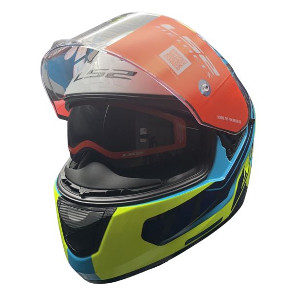 LS2 FF320 Stream Evo Letails Blue/hi Viz Yellow D-ring Helmet - Riders Junction