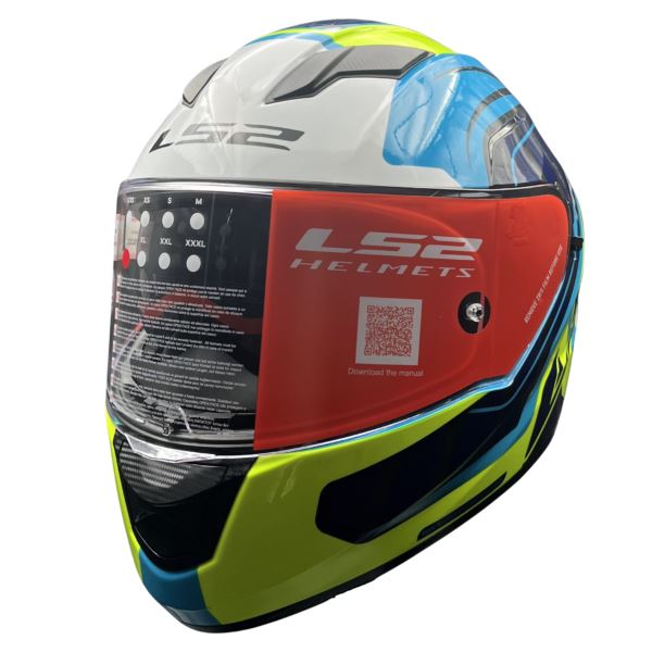 LS2 FF320 Stream Evo Letails Blue/hi Viz Yellow D-ring Helmet - Riders Junction