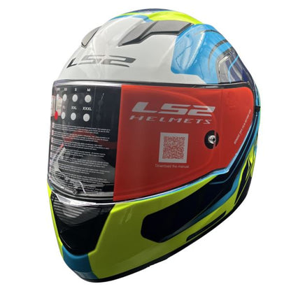 LS2 FF320 Stream Evo Letails Blue/hi Viz Yellow D-ring Helmet - Riders Junction