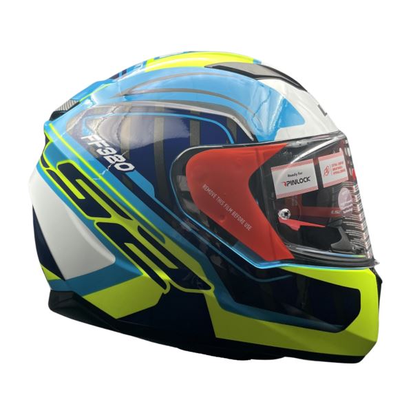 LS2 FF320 Stream Evo Letails Blue/hi Viz Yellow D-ring Helmet - Riders Junction