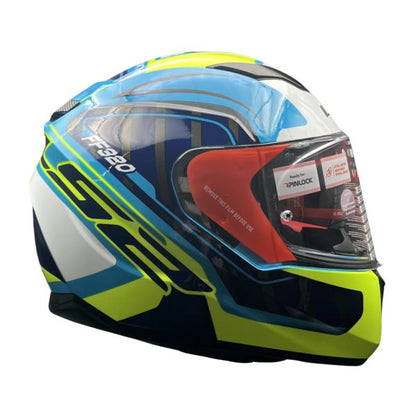 LS2 FF320 Stream Evo Letails Blue/hi Viz Yellow D-ring Helmet - Riders Junction