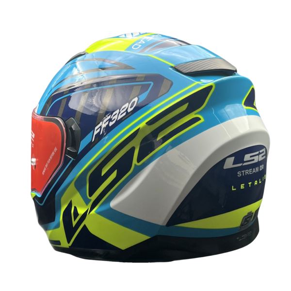 LS2 FF320 Stream Evo Letails Blue/hi Viz Yellow D-ring Helmet - Riders Junction