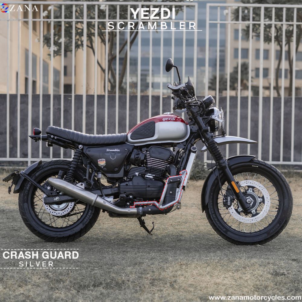 Yezdi Scrambler Silver Leg Guard with Slider