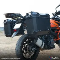 ZANA Panniers( 36 LTR ) Aluminium L-Flat Black With Frame For KTM ADV 250/390 - ZI-8491 LB