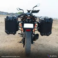 ZANA Panniers( 36 LTR ) Aluminium L-Flat Black With Frame For KTM ADV 250/390 - ZI-8491 LB - Riders Junction