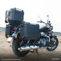 ZANA Panniers( 36 LTR ) Aluminium L-Flat Black With Frame For Super Meteor 650 (Coming Soon) - ZI-8500 LB