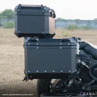ZANA Panniers( 36 LTR ) Aluminium L-Flat Black With Frame For Super Meteor 650 (Coming Soon) - ZI-8500 LB - Riders Junction