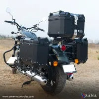 ZANA Panniers( 36 LTR ) Aluminium L-Flat Black With Frame For Super Meteor 650 (Coming Soon) - ZI-8500 LB - Riders Junction