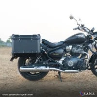 ZANA Panniers( 36 LTR ) Aluminium L-Flat Black With Frame For Super Meteor 650 (Coming Soon) - ZI-8500 LB - Riders Junction
