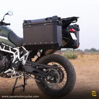 ZANA Panniers( 36 LTR )Aluminium L-Flat Black With Frame For Triumph Tiger 850/ 900 Rally Pro - ZI-70 LB