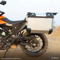 ZANA Panniers( 36 LTR ) Aluminium L-Flat Silver With Frame For KTM ADV 250/390 - ZI-8491 LS - Riders Junction