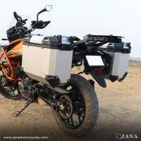 ZANA Panniers( 36 LTR ) Aluminium L-Flat Silver With Frame For KTM ADV 250/390 - ZI-8491 LS