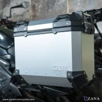 ZANA Panniers( 36 LTR ) Aluminium L-Flat Silver With Frame For Kawasaki Versys 650 (Coming Soon) - ZI-8498 LS - Riders Junction