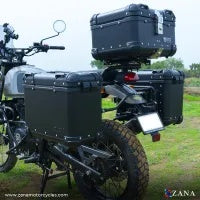 ZANA Panniers( 36 LTR ) Aluminium R-Flat Black With Frame For Himalayan 411 - ZI-8494 RB
