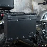 ZANA Panniers( 36 LTR ) Aluminium R-Flat Black With Frame For Himalayan 411 - ZI-8494 RB - Riders Junction