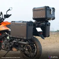 ZANA Panniers( 36 LTR )Aluminium R-Flat Black With Frame For KTM ADV 250/390 - ZI-8491 RB - Riders Junction