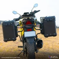 ZANA Panniers( 36 LTR ) Aluminium R-Flat Black With Frame For Suzuki V-Strom 250 - ZI-8453 RB - Riders Junction