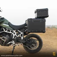 ZANA Panniers( 36 LTR )Aluminium R-Flat Black With Frame For Triumph Tiger 850/ 900 Rally Pro - ZI-70 RB