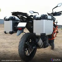 ZANA Panniers( 36 LTR ) Aluminium R-Flat Silver With Frame For KTM ADV 250/390 - ZI-8491 RS - Riders Junction