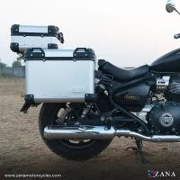 ZANA Panniers( 36 LTR ) Aluminium R-Flat Silver With Frame For Super Meteor 650 (Coming Soon) - ZI-8500 RS
