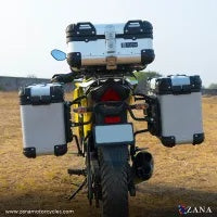ZANA Panniers( 36 LTR )Aluminium R-Flat Silver With Frame For Suzuki V-Strom 250 - ZI-8453 RS