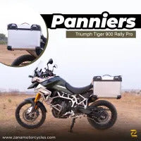 ZANA Panniers( 36 LTR )Aluminium R-Flat Silver With Frame For Triumph Tiger 850 /900 rally pro - ZI-70 RS