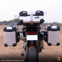 ZANA Panniers( 36 LTR )Aluminium R-Flat Silver With Frame For Triumph Tiger 850 /900 rally pro - ZI-70 RS