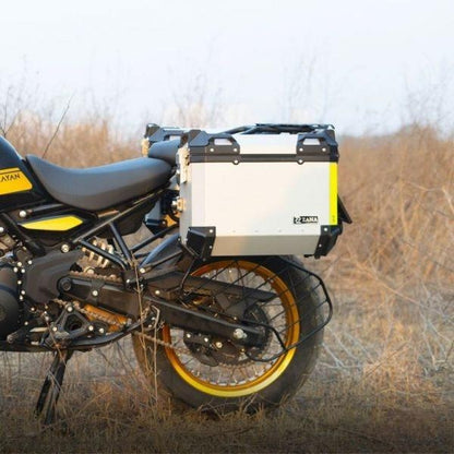 ZANA Panniers (36 LTR ) Aluminum Silver With Frame For Himalayan 452 -ZI-8439 LS - Riders Junction