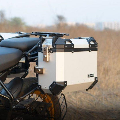 ZANA Panniers (36 LTR ) Aluminum Silver With Frame For Himalayan 452 -ZI-8439 LS - Riders Junction