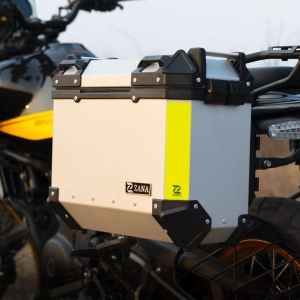 ZANA Panniers (36 LTR ) Aluminum Silver With Frame For Himalayan 452 -ZI-8439 LS - Riders Junction